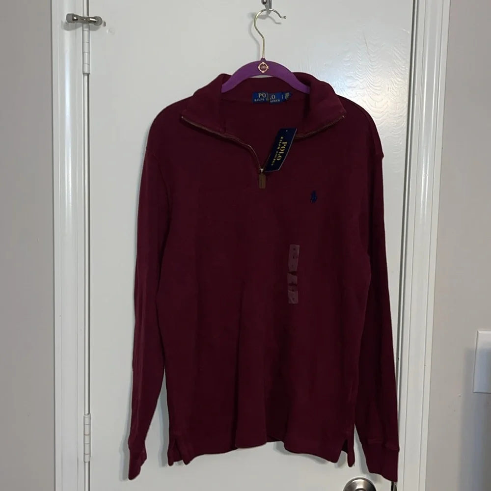 Polo by Ralph Lauren Burgundy Quarter-Zip Long Sleeve Shirt